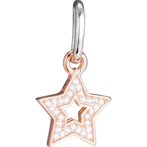 CKK Star Charm Bead Rose Gold Charms Fit Original Bracelets sterling silver jewelry women DIY Beads for Jewelry Making