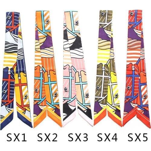 High-end New Horse Head Stripes 5*100cm Silk Scarfs Luxury Brand Scarf Bag Ribbons Fashion Head Scarf Small Long Skinny Scarves