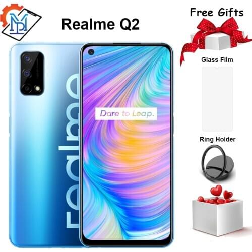 Original Realme Q2 5G Mobile Phone 6.5" 120Hz Fullscreen 4G+128G Dimensity 800U Octa Core 5000mAh Battery 48MP Camera Smartphone