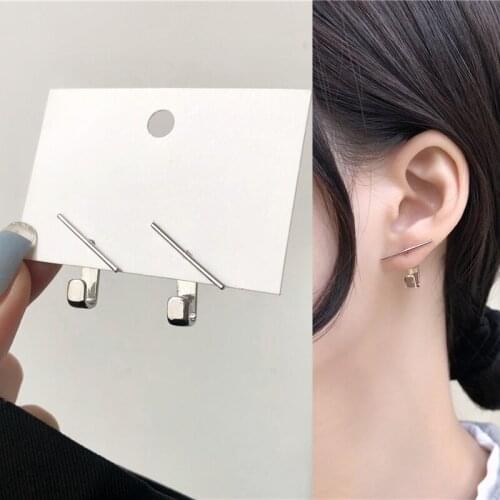 Punk Simple Solid Color Metal Stick Rectangle Hook Drop Earrings for Women Men Girl Ear Jewelry Wholesale 2021 Trend New Arrival