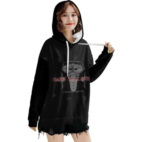 Hoodie Women Halloween Horror 3d Pumpkin Print Party Long Sleeve Pullover Sweatshirt Sudaderas Tops Capucha Moletom Feminino