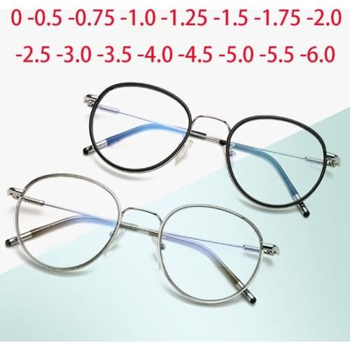 Vintage Round Glasses Female Metal Circle Frame Eyeglasses Photochromic Diopter -0.5 -1.0 -2.0 -3.0 To -6.0