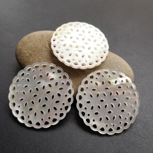 10pcs/lot 30mm 100% Real Natural Hollow Round Flower Mother of Pearl shell for DIY Jewelry Flower MOP Pearl shell for earrings