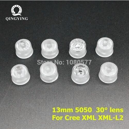 10pcs 13mm 5050 Cree XML XML-L2 LED Lens 30 Degree Optical Grade PMMA Led Lens Holder Plano Reflector Collimator