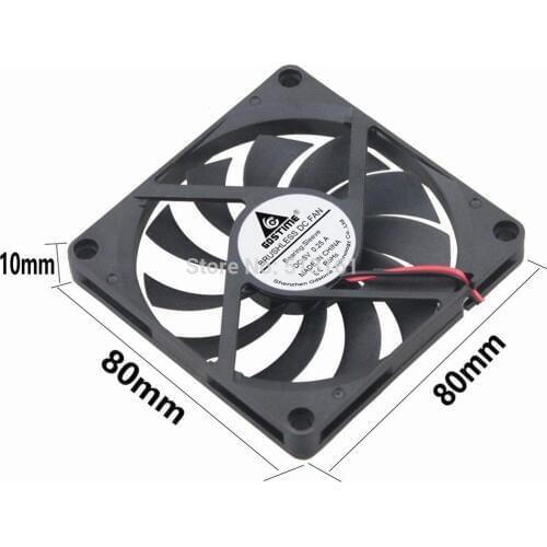 100pcs/lot Gdstime 80mm 8CM 2Pin 5V DC Brushless CPU Cooler Case Cooling Fan 80x80x10mm