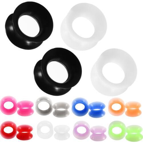 1Pair Silicone Plugs and Tunnels Flexible Thin Ear Tunnel Double Flared Ear Piercing Flesh Tunnel Ear Gauge Expander Stretchers