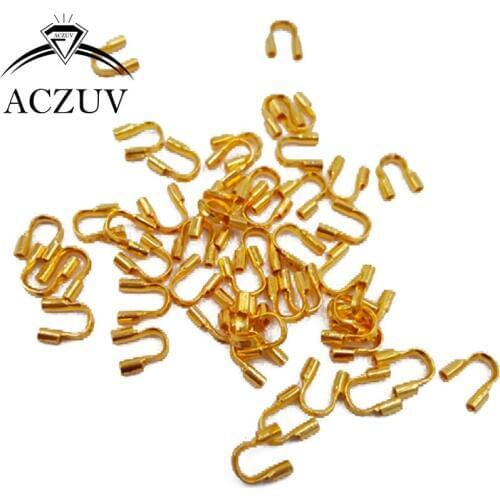2000pcs Gold Plated 5mm Wire Guardian Wire Protectors Wire Guards End Crimp Beads U Clamp Link Buckle Jewelry Findings WGE004