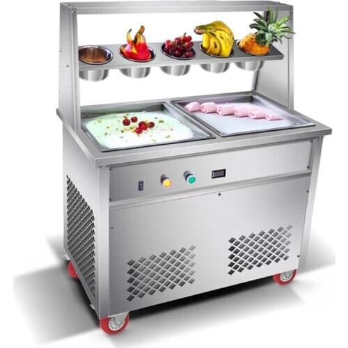 2020 fry ice cream machine table thai ice cream machine single round pan roll fried ice cream machine with 3 cooling trays