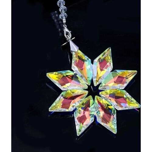 2019 NEW Snowflake Suncatcher Christmas Hanging Glass Decoration DIY Craft Pendant Prism Chandelier Crystal Parts Car Ornament