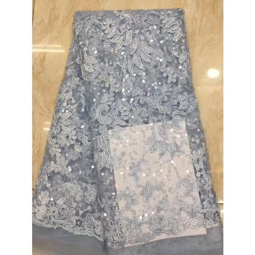 2021 African High Quality Sequence Lace Fabric Nigeria French Sequined Mesh Tulle Mesh Lace Fabric Evening Dress D4231