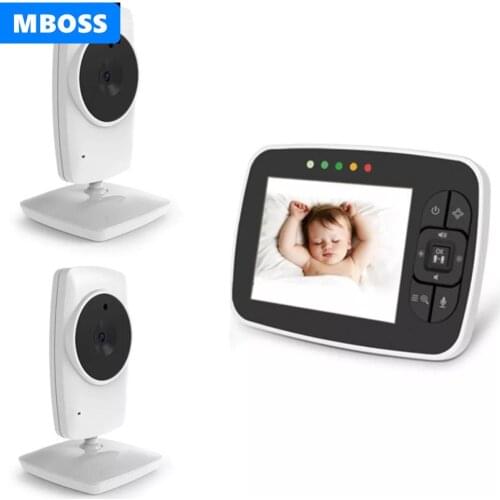 3.5"HD Wireless Baby Monitor With Two Digital Camera IR Night Vision Intercom Nanny Video Baby Monitor Support lens switching