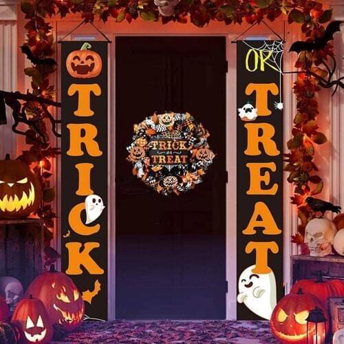 3Pcs/Set 2Pcs/Set Halloween Banner Door Banner Reusable Atmosphere Party Decor Porch Sign Ornament Decorative Banner