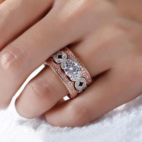 3 pcs/set Trendy Pattern Rings Set For Women For Engagement Party Wedding Jewelry AAA White Zircon Cubic Accessories Size 6-10