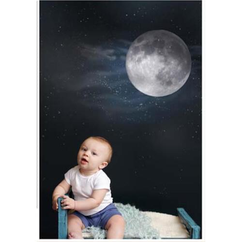 5*6.5ft Dark night bright moon with small spark star kids photography backdrops vinyl custom newborn photo background studio