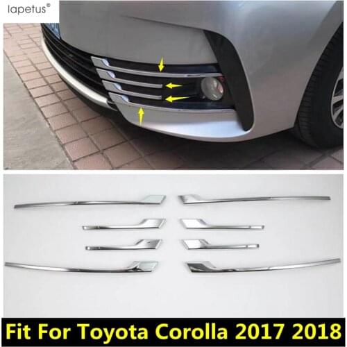 Lapetus Accessories For Toyota Corolla 2017 2018 Chrome Front Fog Light Lamp Eyelid Eyebrow Grille Grill Molding Cover Kit Trim