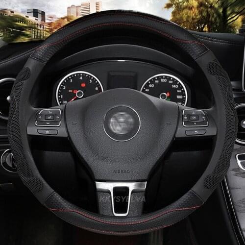 PU Leather D/O Shape 38CM Car Steering wheel Cover Anti-Slip for VW Golf 7 Polo Bora Passat Touran CC T6 T5 T4 Auto Accessories