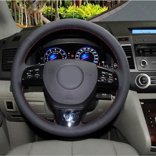Car- Styling New Anti Slip Black PU Leather Steering Wheel Stitch on Wrap Cover For Mazda 8