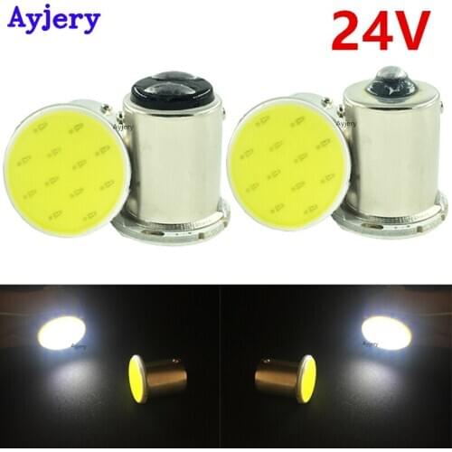 AYJERY 10PCS DC 24V Truck S25 1156 BA15S P21W 1157 BAY15D P21/5W COB 12 SMD White Blue Red Yellow Turn Light Tail Brake Lights