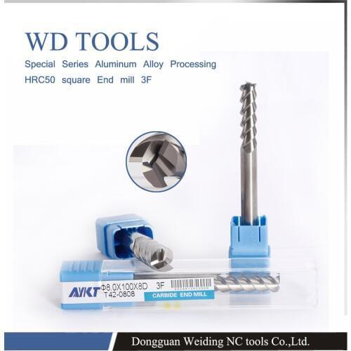 Free shipping dia 10MM-20mm 1Pcs Solid Carbide 2 Flute 3f Aluminum End Mill Cutter Bit HRC50 Suit For DIY Engineering Tool