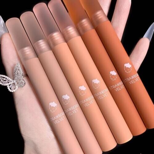 6 Colors lip gloss Strawberry Lip Mud matte Lip Glaze sexy lipstick waterproof pigment makeup with strong box