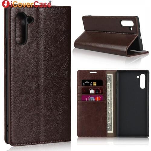 Wallet Cover For Samsung Galaxy Note 10 pro/ Note10+ plus/ Note10 Case Luxury Real Genuine Leather Cases Phone Accessory Coque