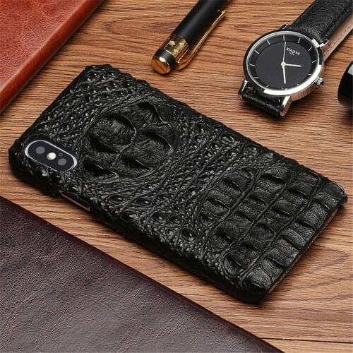 Genuine Leather Case For iPhone Xs Max Xr X 6 6S 7 8 Plus SE 2020 Case 3D Crocodile Texture Cover Hard Coque For iPhone Xr Funda