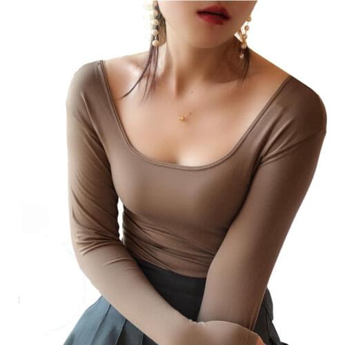 Black Long Sleeve Top Big Tight T-shirt Autumn Clothes for Women Woman Tshirts Tops Mujer Camisetas