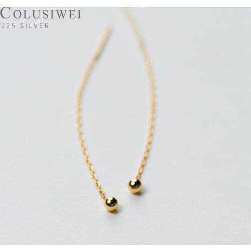 Colusiwei Beads Long Tassel Chain Earrings for Women Fashion Sterling Silver 925 Dangle Earrings Simple Design Fine Jewelry