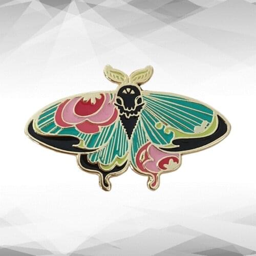 Floral Moth Green pastel Enamel Pin Gorgeous Butterfly fancy wings Insect Forest Critter Brooch Beautiful Art Collection Badge