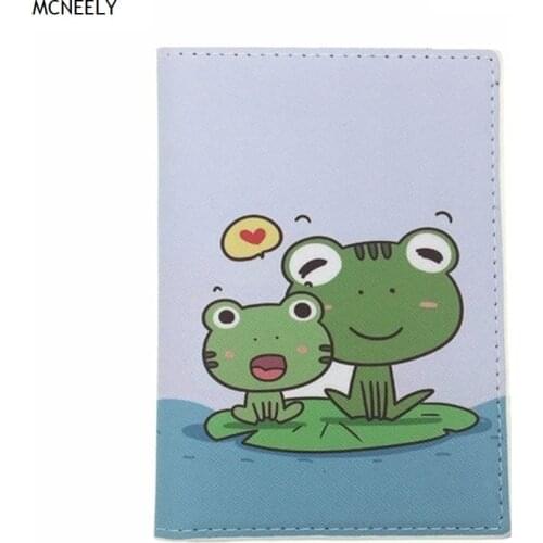 Kids Frog Pattern Leather Passport Cover Women Travel Passport Holder with ID Card Case for Children
