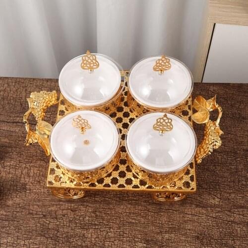 European luxury two-case dried fruit box simple modern living room round nut snacks storage bowls