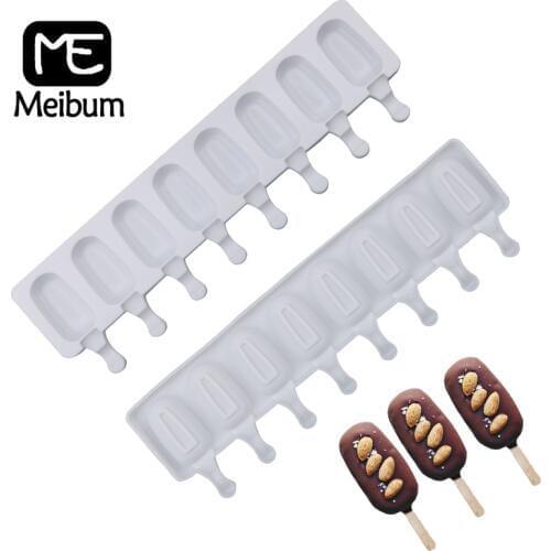 Meibum 8 Cavity Ice Cube Silicone Mold Ice Cream Modle Fruit Juice Popsicle Dessert Mould Child Lolly Sucker Tray Making Tools