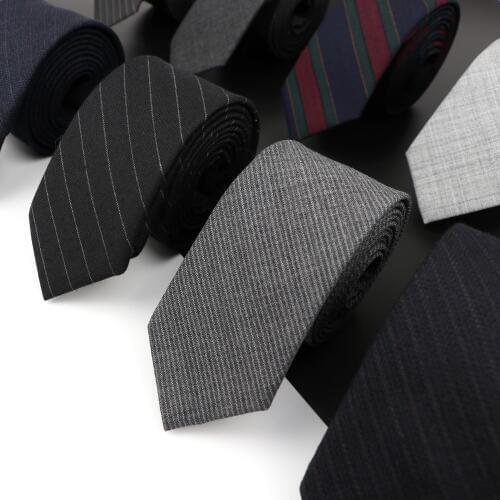High Quality Classical Color Black Grey Skinny 100% Wool Tie Men Necktie For Business Meeting Fashion Shirt Dress Accessories