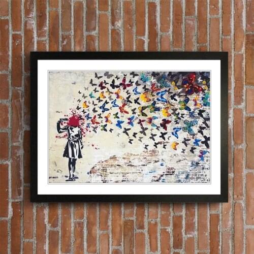 Graffiti Art Poster Banksy Butterfly Brains Girl Prints Modern Canvas Paintings Wall Art Picture for Living Room Home Decoration