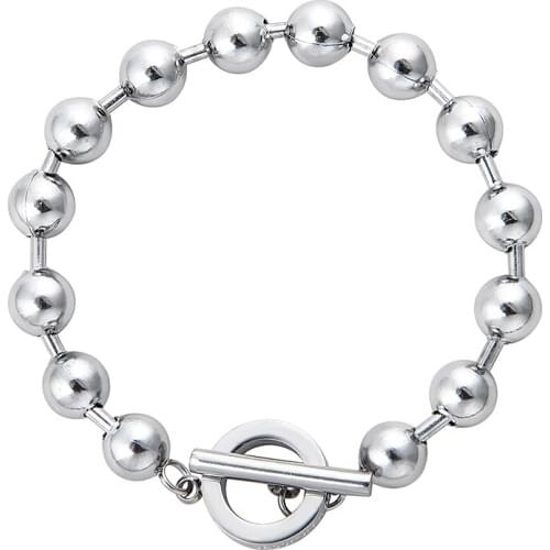 Korean Bloggers With The Same Bracelet Simple Steel Ball Hip-Hop Street Cold Style Word Clasp Bracelet Accessories Trend