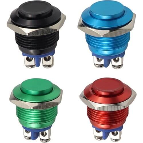 Round Shape 16mm IP67 Metal Push Button Switch Waterproof Self-reset Momentary Locking Latching NO High / Flat / Momentary