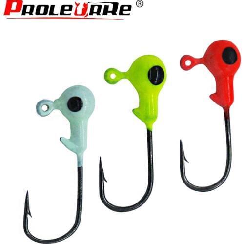 Proleurre Fishing hook 10pcs 1g Barbed Lead Jig Head hook for Worm Soft Bait Jigging hooks Carp Fishing Accessories Tackle