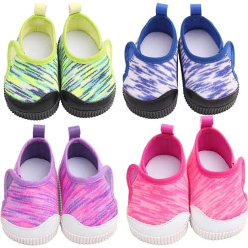Summer New Pattern Fashion Color Shoes Fit 18 Inch American&43cm Baby New Born Doll Clothes Accessories Girls' Toys