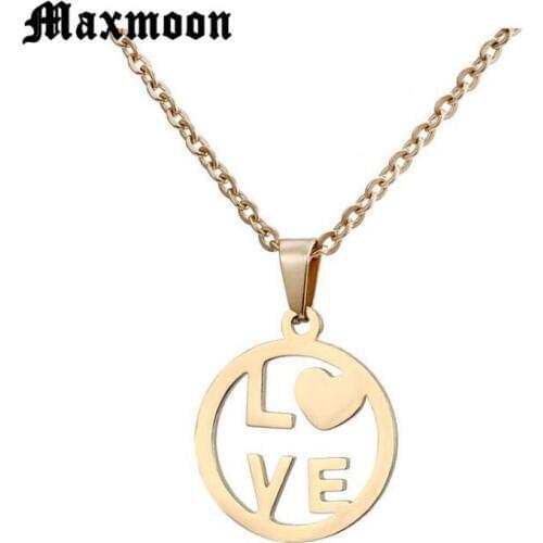 Maxmoon Wedding Gift Stainless Steel Choker 2018 Letter Charm Love Statement Necklace Pendant For Women Boho Jewelry