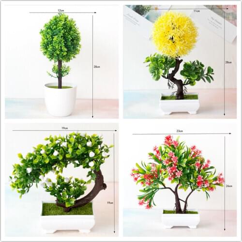 Multi Style Artificial Plant Potted Bonsai Small Tree Plants Fake Flowers Potted Christmas Halloween Wedding New Year Home Decor