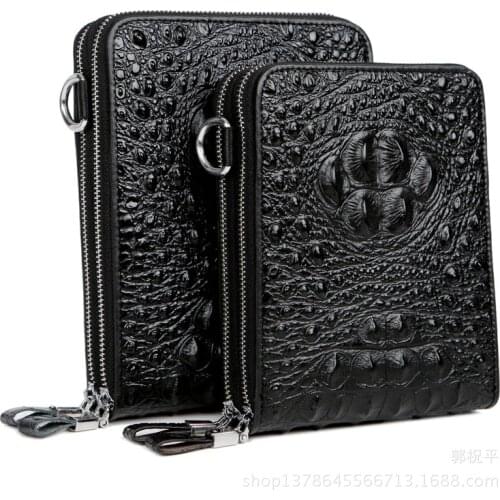 Double zipper briefcase Male totes bags handbag Cow Leather shoulder Bag Phone Pouch Bags Male Travel Bag man Leather handbag