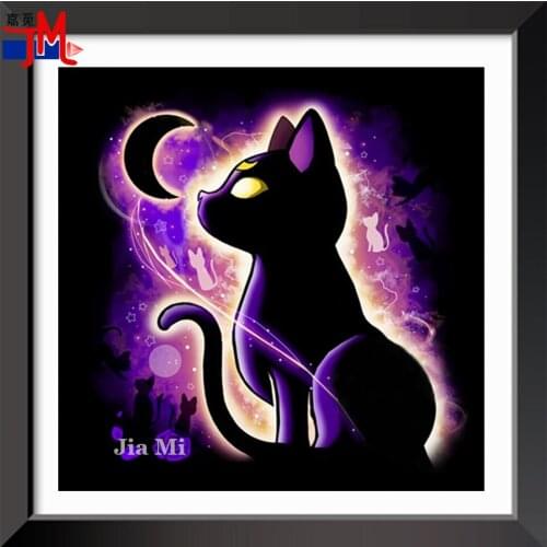 5D Handmade Crafts 5D Diamond Painting Diy Cartoon Full Square Round Drill Fantasy Cat Moon Embroidery Mosaic Cross Stitch Kits