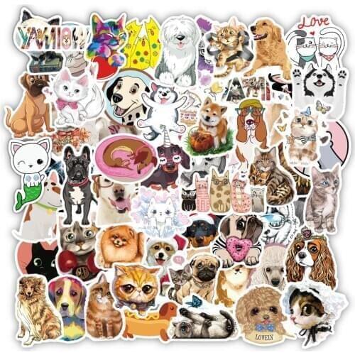 Pet Dogs Cats Stickers 160 Pcs Cute Animals Anime Sticker Pack for Skateboard Laptop Phone Notebook Bicycle Cool Decal Kid Toy