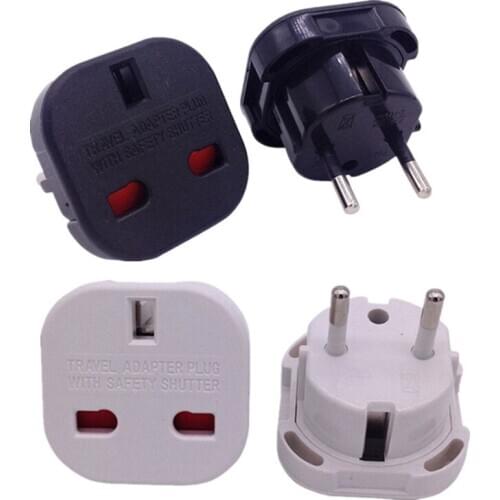1PCS Black/White 2 PiN Wall Plug Socket UK TO EU EUROPE EUROPEAN UNiVERSAL TRAVEL CHARGER ADAPTER PLUG CONVERTER
