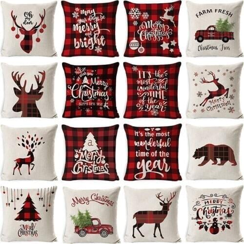 45x45cm Cartoon Santa Claus Elk Christmas Pillowcase 2020 Christmas Decor for Home Merry Christmas Ornament Navidad Xmas Gifts
