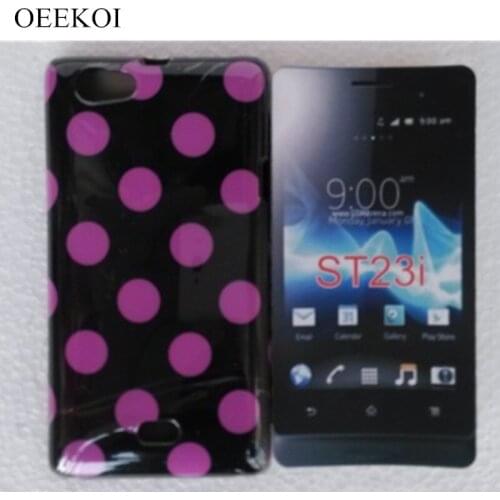 OEEKOI Polka Dots Soft TPU Gel Cover Phone Case for Sony Xperia Miro ST23i Free Shipping