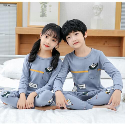 Autumn Cotton Boys Sleepwear Kids Pyjamas Children Baby Girls Pajamas Christmas Clothes Suits Nightwear Pijama Infantil 4 6 8 10