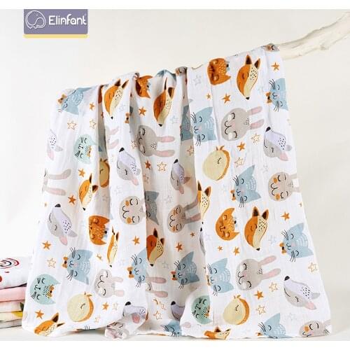 Elinfant 10 pcs Muslin 100% Cotton Baby Swaddles Soft Newborn Blankets Bath Gauze Infant Wrap Sleepsack Stroller Cover Play