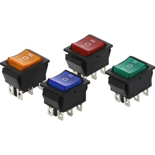 100Pcs KCD4 Rocker Switch Power Switch 3 position 6 Pins Electrical equipment With Light Switch 16A 250VAC/ 20A 125VAC