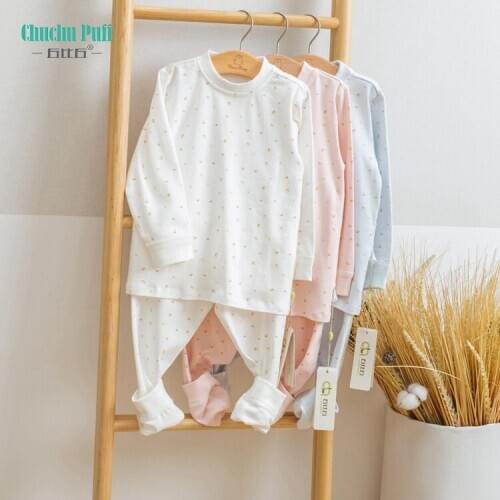 100% Cotton Long Sleeve Children Pajamas Custom Kids Sleepwear with Shoulder Buttons Print O-Neck Cute TopsAutumn Sleeping Cloth